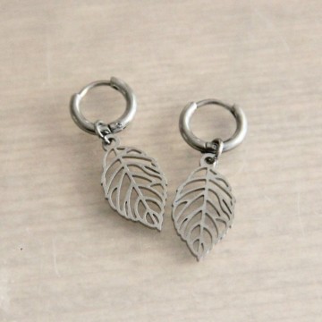 zilver creool met blad